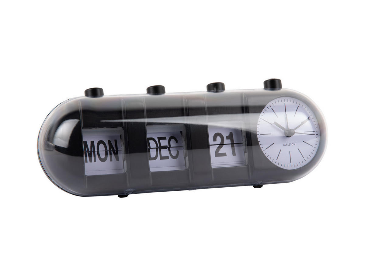 WECKER Retro Tube Calendar Flip 26/9/9.3 cm - Schwarz, Kunststoff (9/9.3/26cm) - Karlsson