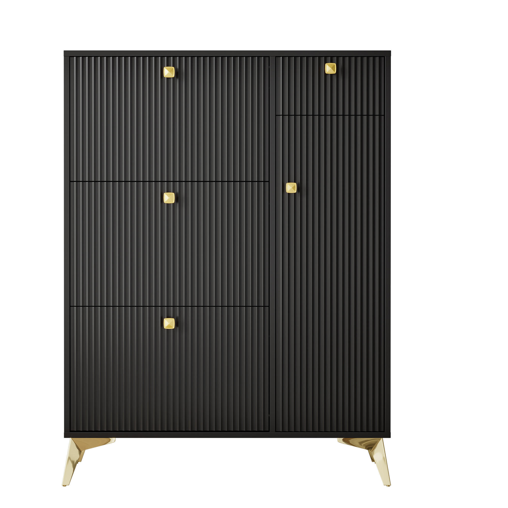 SCHUHSCHRANK Schwarz 90/25/121 cm - Schwarz, Holzwerkstoff (90/121/25cm) - PANGIVO