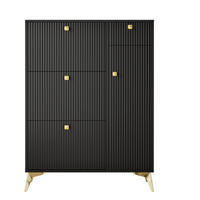 SCHUHSCHRANK Schwarz 90/25/121 cm - Schwarz, Holzwerkstoff (90/121/25cm) - PANGIVO