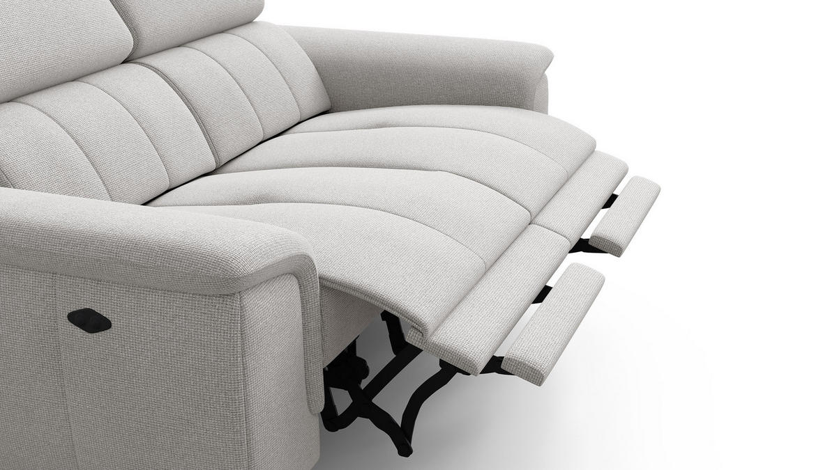 RELAXSOFA FIERO 2-Sitzer mit 2 Relaxfunktionen, hellgrau - Hellgrau/Schwarz, Holzwerkstoff/Textil (170/82/103cm) - Courtois Laville