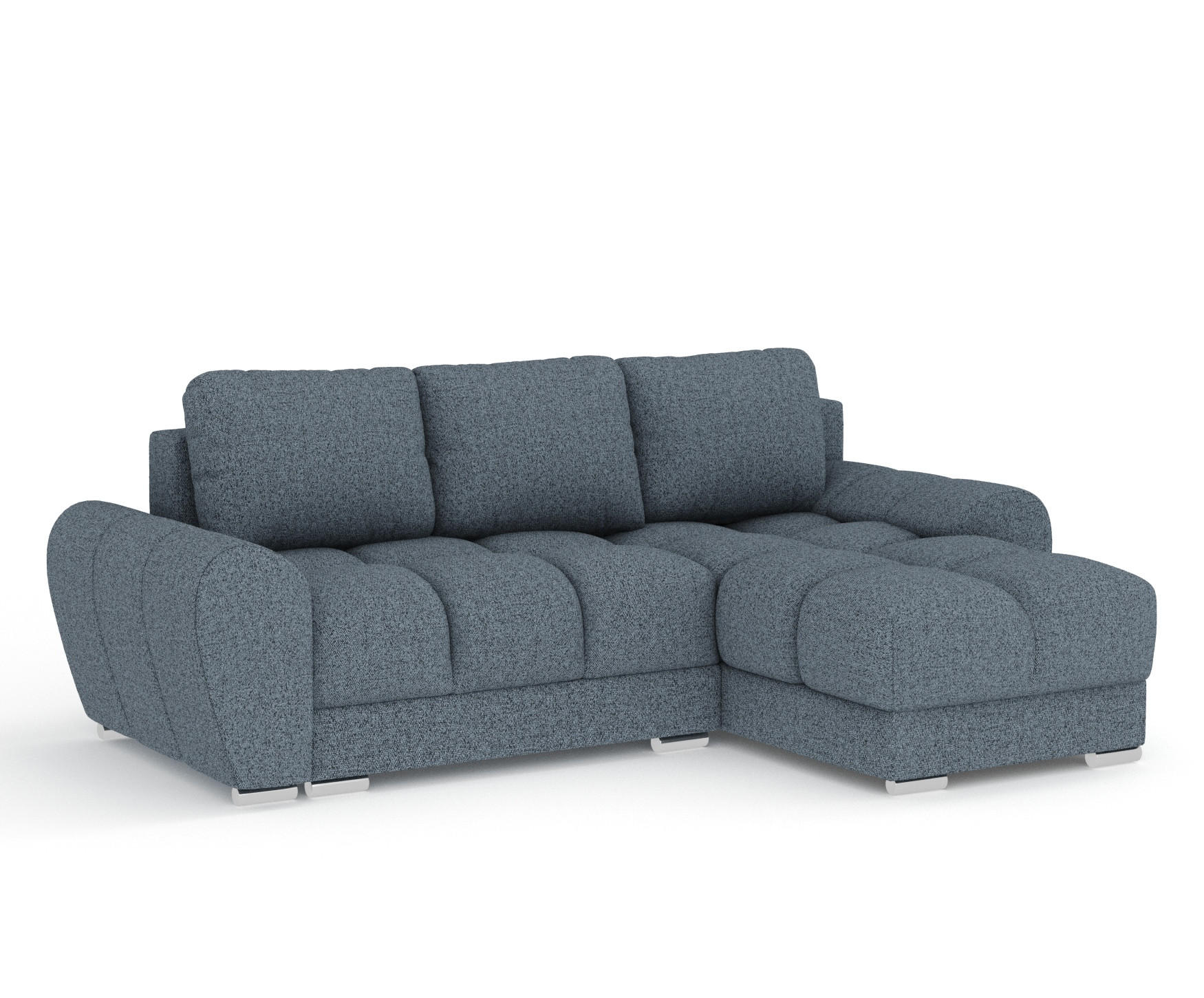 ECKSOFA MIT SCHLAFFUNKTION Peebles Denimblau Webstoff - Chromfarben/Dunkelblau, Holz/Holzwerkstoff (256/175cm) - Maison de Reve