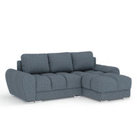 ECKSOFA MIT SCHLAFFUNKTION Peebles Denimblau Webstoff - Chromfarben/Dunkelblau, Holz/Holzwerkstoff (256/175cm) - Maison de Reve