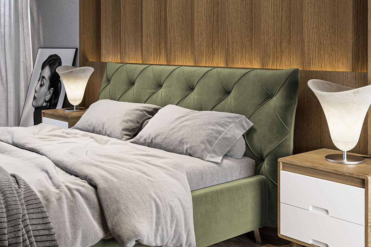 POLSTERBETT ANNY Grün Massivholz - Grün, Textil (160/200cm) - KAWOLA