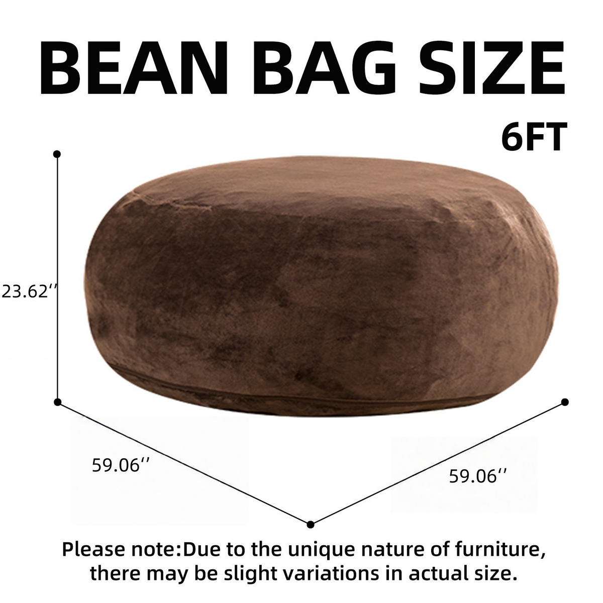 SITZSACK Sponge Coffee klappbar - Braun, Textil (150/60/150cm) - WISHDOR