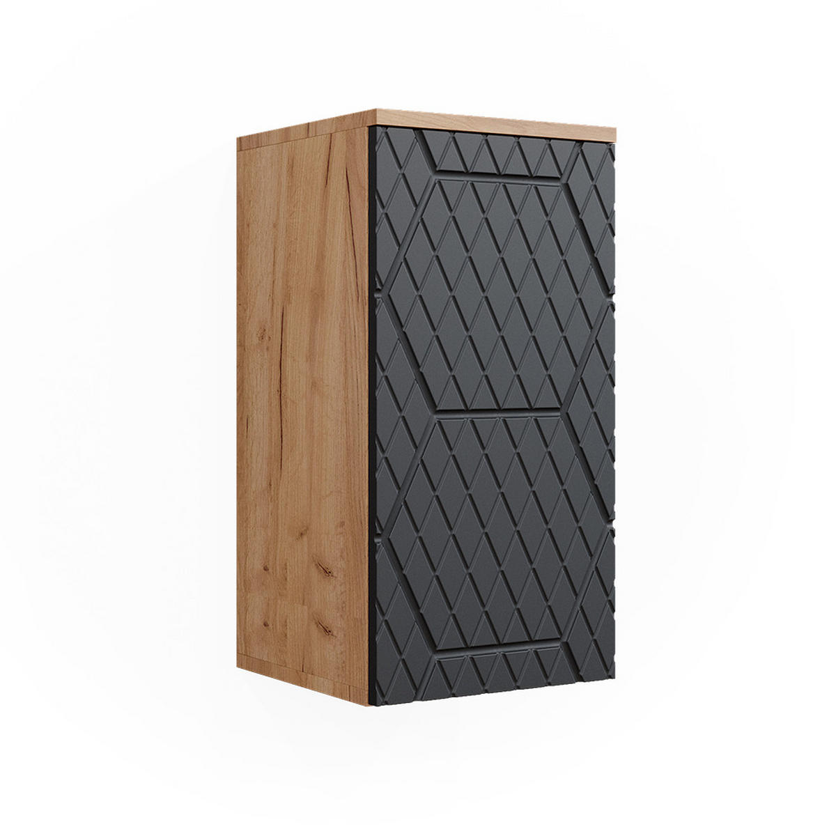 BADSCHRANK Irma Anthrazit gestreift 30 x 59 cm 2 Fächer, Badezimmer - Hellbraun/Dunkelgrau, Holzwerkstoff (30/59/24cm) - Vicco