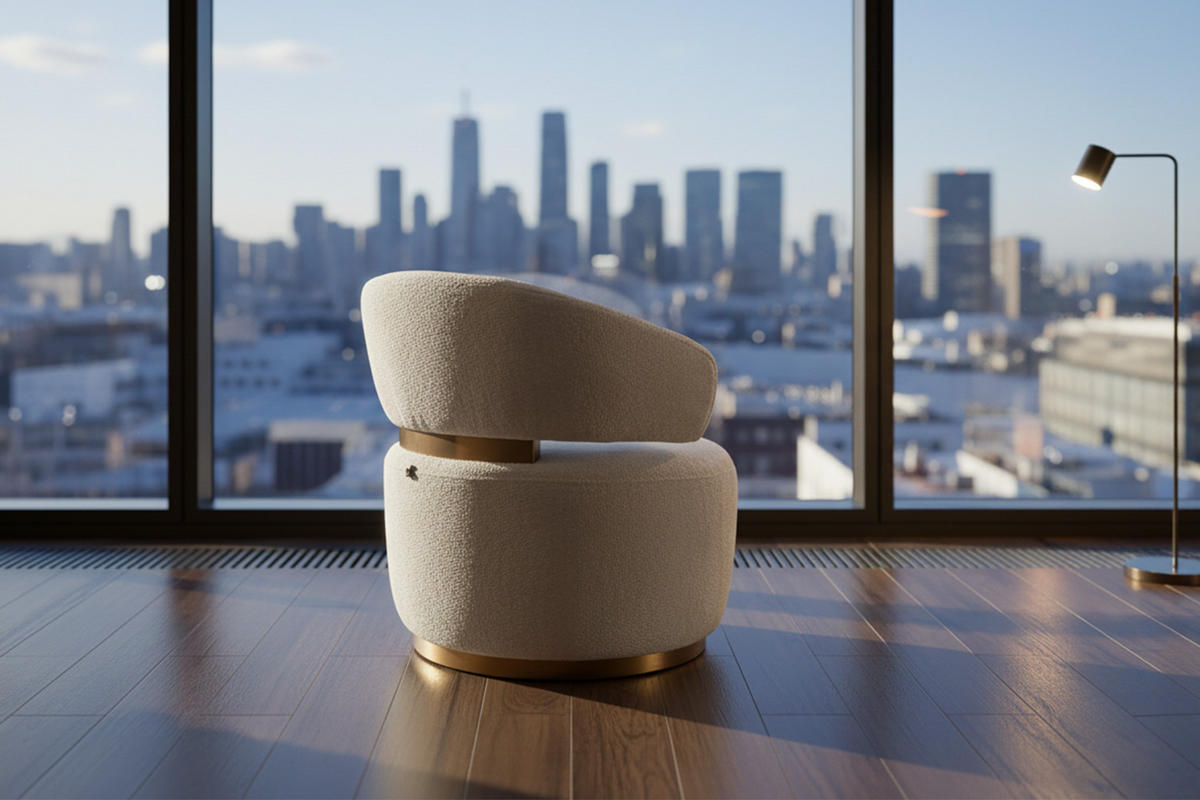 DREHSESSEL FARA Grau Microfaser Drehbar (360°) - Goldfarben/Grau, Textil/Metall (74/75/76cm) - KAWOLA