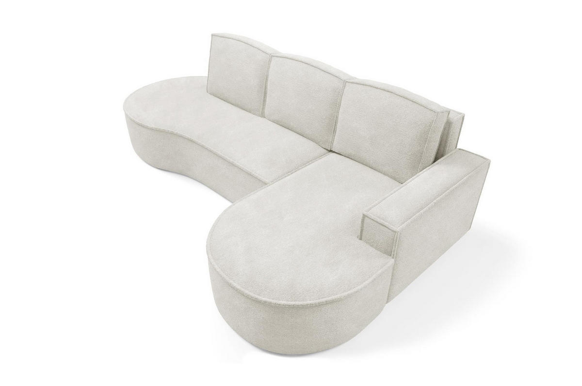 ECKSOFA Flow Weiß, mit Schlaffunktion und Kissen in Abriamo Stoff, rechte seite - Weiß, Holzwerkstoff/Textil (277/157cm) - Bettso