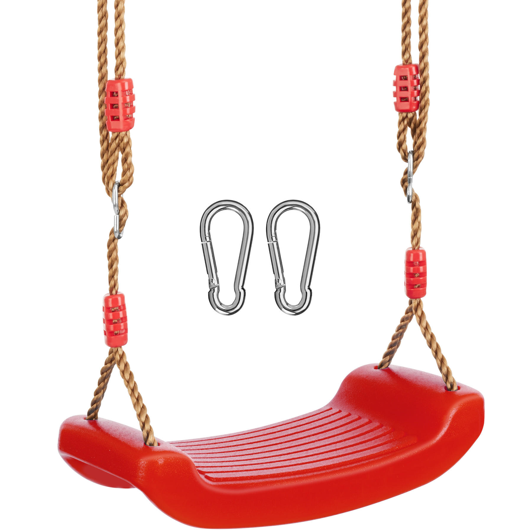 SCHAUKELSITZ Swifty,Belastbarkeit 75 kg, inklusive Karabinerhaken,rot - Rot, Kunststoff (42/120cm) - tectake