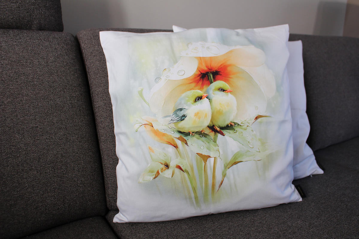 KISSENHÜLLE FRÜHLINGSFEST VÖGEL - Mintgrün, Textil (50/50cm) - Yve! decoration