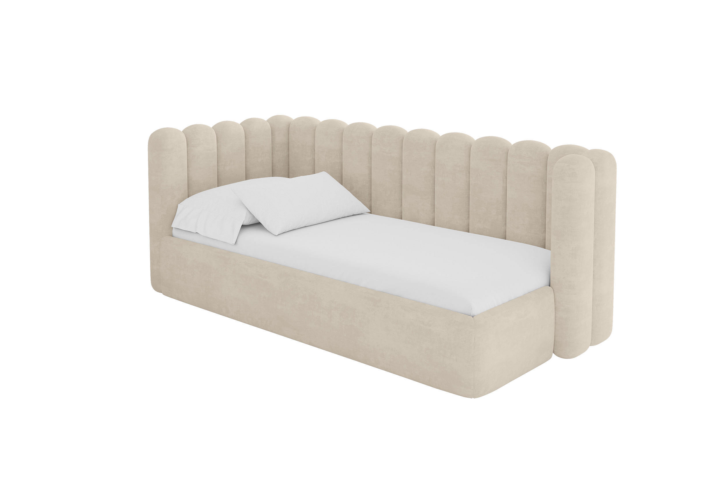 ALTDECOR JEDNOLŮŽKOVÁ POSTEL pro mládež s úložným prostorem a matrací H3/H4, vpravo - HUGY 80x200 béžová