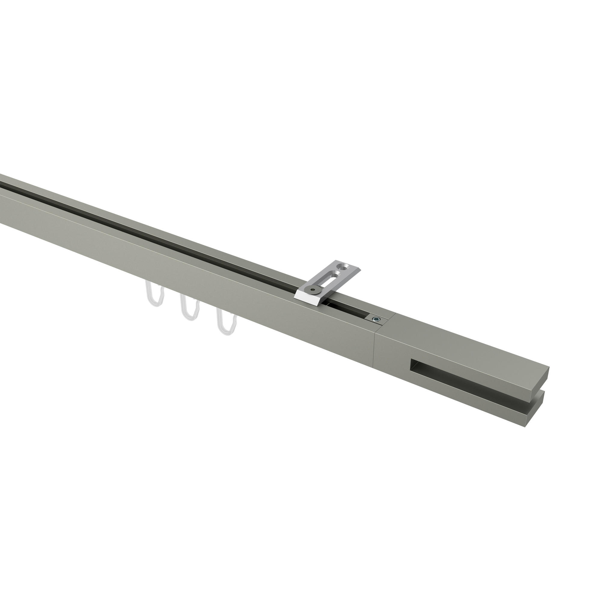 GARDINENSTANGE INNENLAUF Quadline Diapo 540 cm (geteilt in 3 x 180 cm), 1-läufig, 20x20 mm Satin-Silber - Silberfarben, Metall (540cm) - INTERDECO