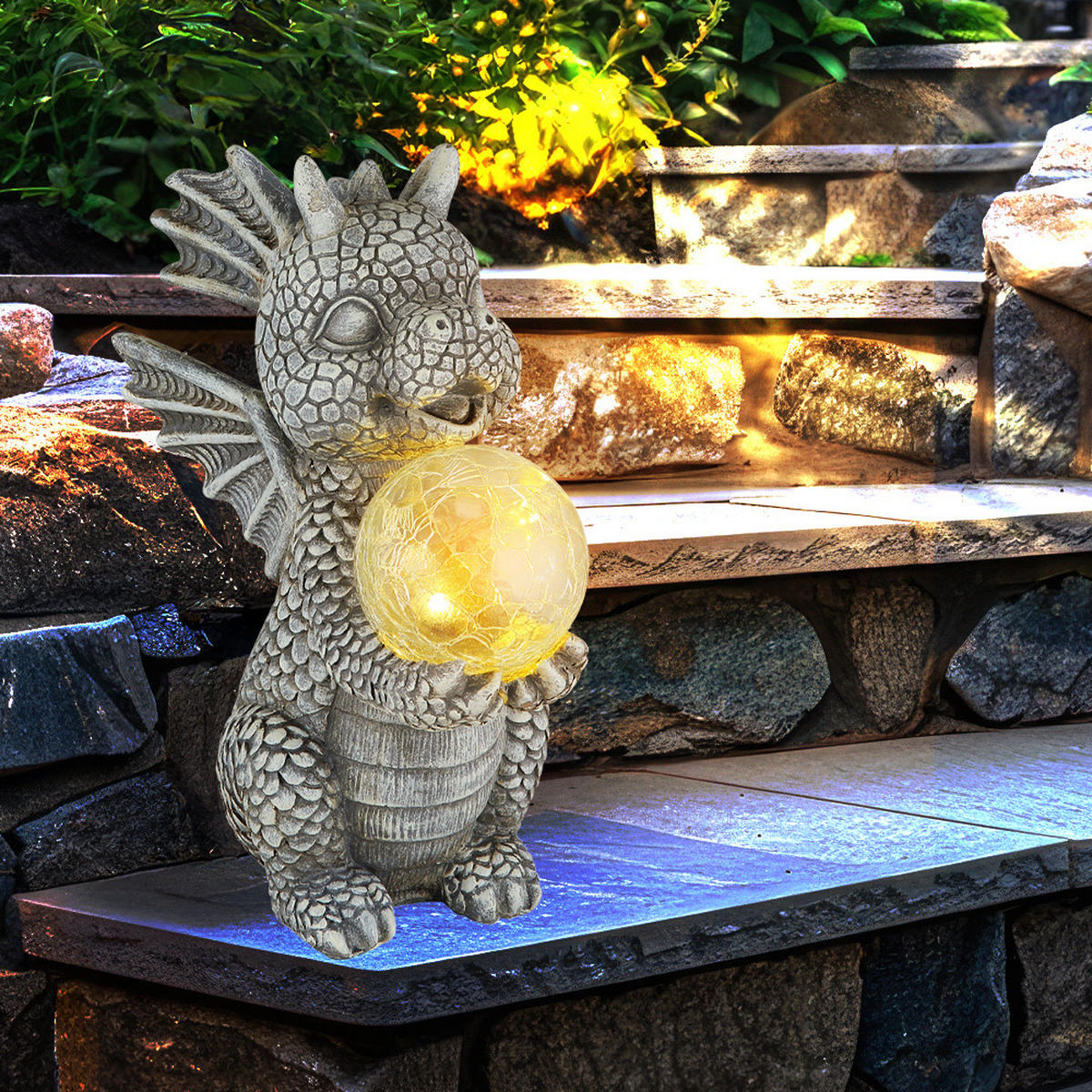 LED AUSSENLEUCHTE Drache Grau - Grau, Glas (19/13.5/27.5cm) - Globo Lighting