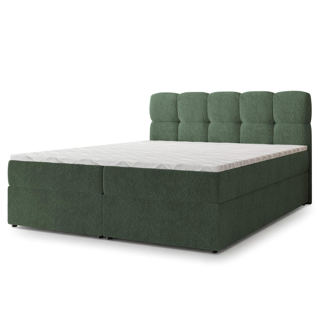 MASSENO AMERICKÁ POSTEL MERU 160x200 cm, s matrací a úložným prostorem, Zelená