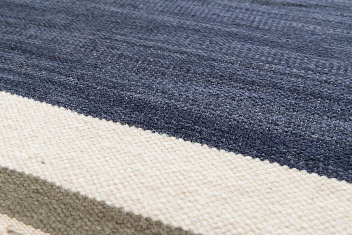 TEPPICH aus Wolle und Baumwolle blau - Blau, Naturmaterialien (80/150cm) - AFK Living