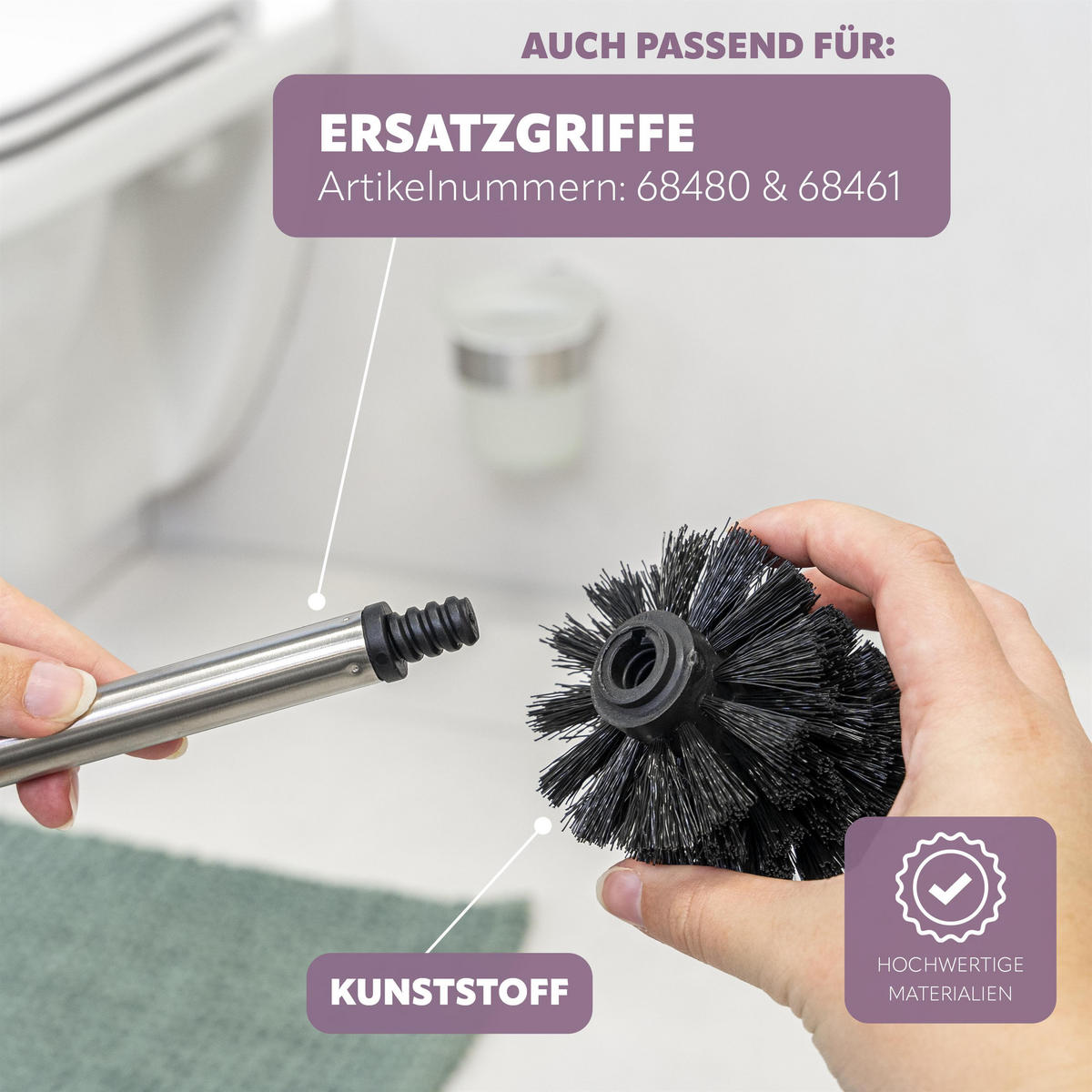 ERSATZBÜRSTENKÖPFE PIAZZA & LUCENTE 2er-Set, schwarz - Schwarz, Kunststoff (1/9.5cm) - bremermann