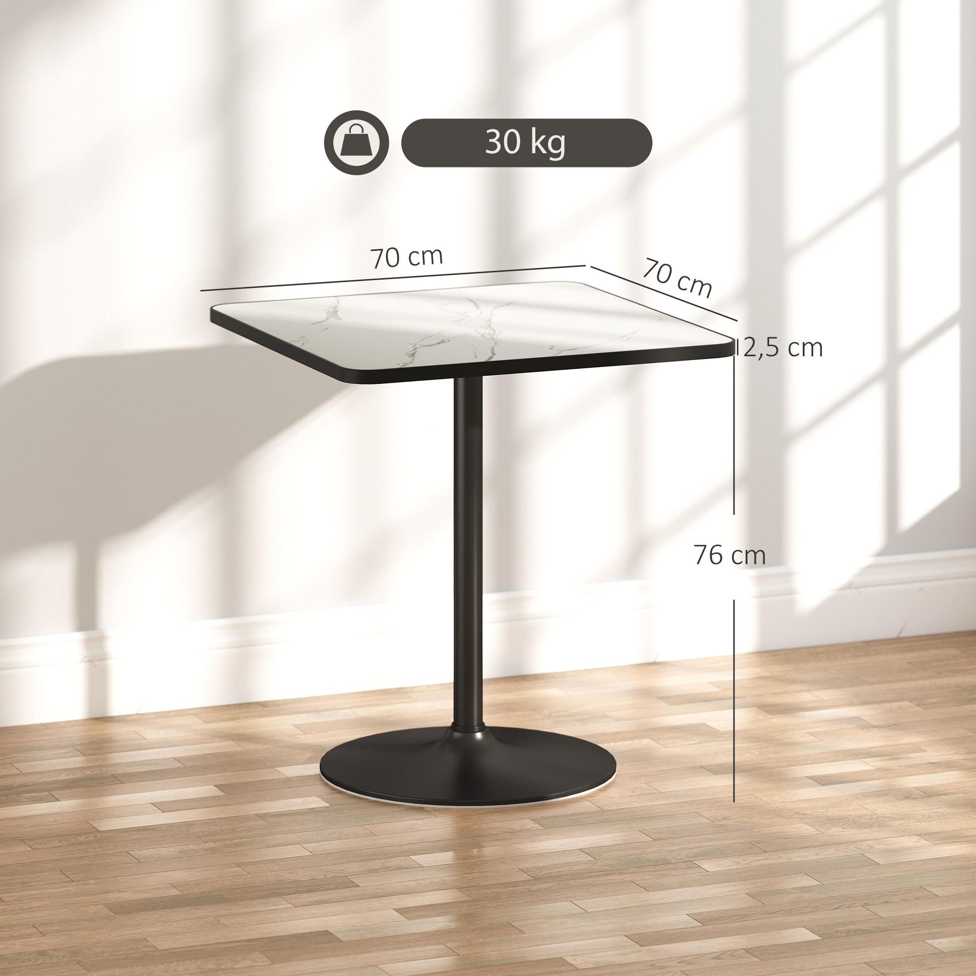 ComfortXL Esstisch Weiß 70x76x70 cm