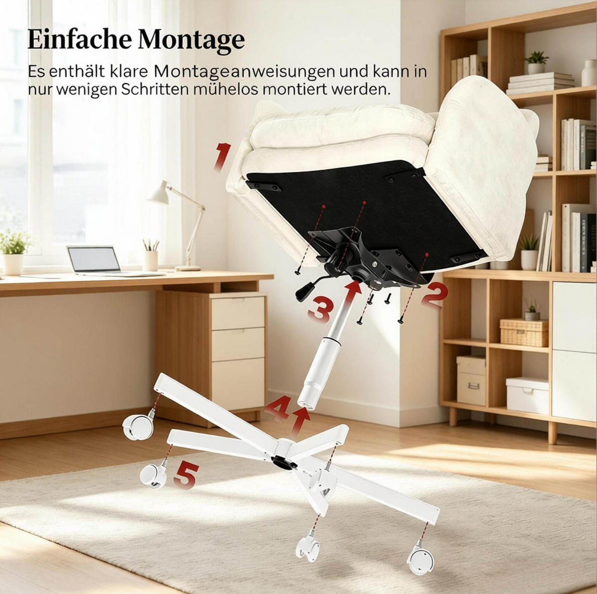 BÜROSTUHL in Beige 71x68x92,5 cm, höhenverstellbar und um 360° drehbar - Beige, Metall (68/92.5/71cm) - IVMEU
