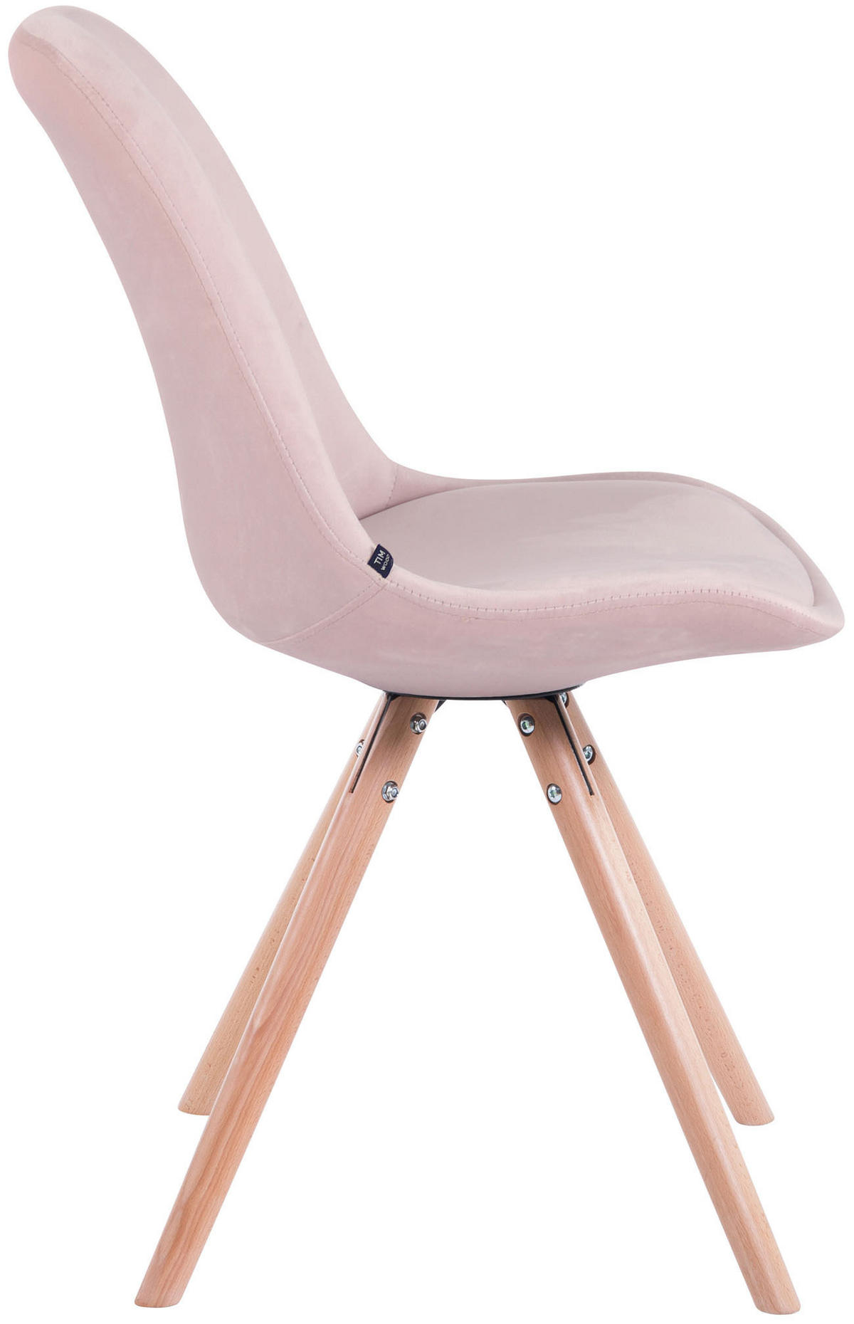 STUHL Samt pink - Pink/Eukalyptusholzfarben, Holz/Textil (48/84/56cm) - CLP