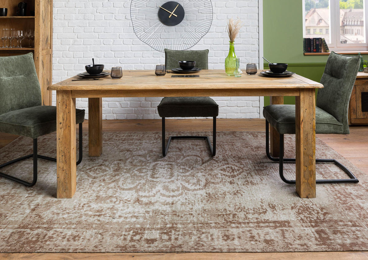 ESSTISCH Mango 180x90x76 natur lackiert RAILWAY #1001 - Naturfarben, Holz (180/90/76cm) - Massivmoebel24