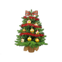 LAALU WEIHNACHTSBAUM geschmückt künstlich SMILES 60 cm mit LED-BELEUCHTUNG IM TOPF - Gelb/Rot, Kunststoff (60cm) - LAALU