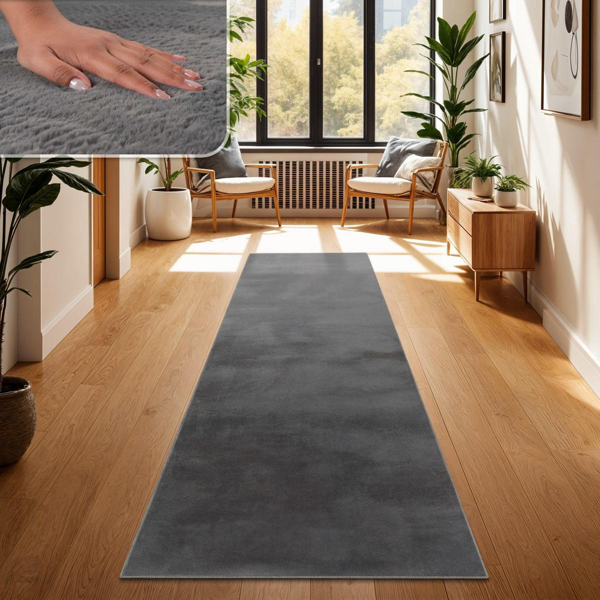 HOCHFLORTEPPICH 80/300 SOFT 380 - Anthrazit, Kunststoff (80/300cm) - Paco Home