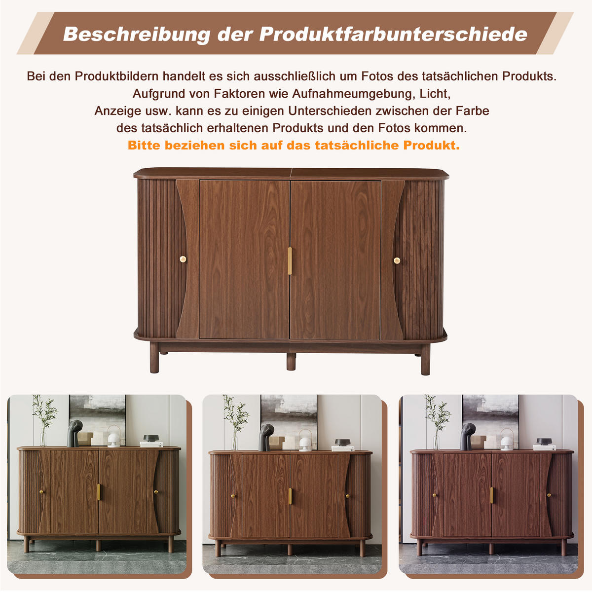 SIDEBOARD 140cm mit geschwungenen Kanten & 2 Türen - Walnussfarben, Holzwerkstoff (140/88/40cm) - Urban Meuble