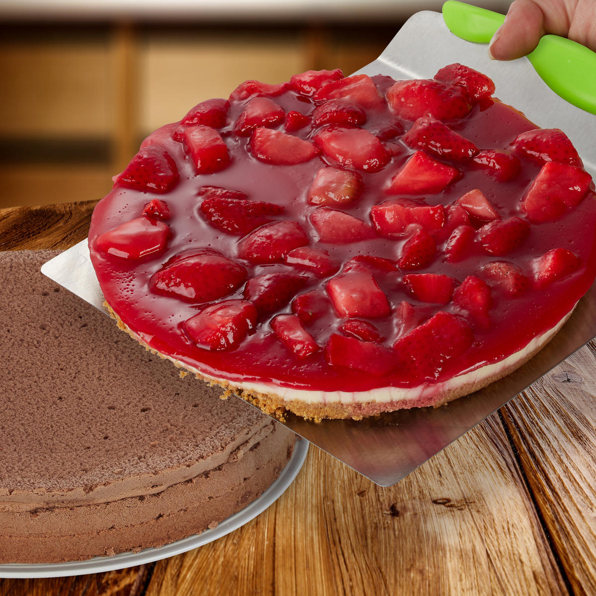 ZDVIHÁK na torty - strieborná, kov/plast (24.5cm) - Relaxdays