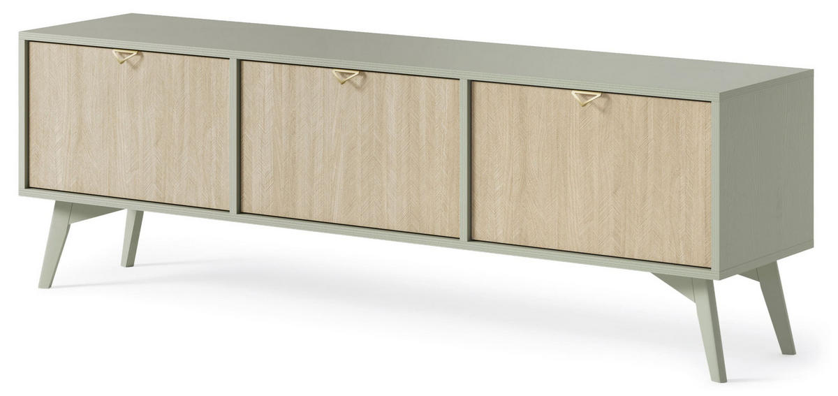 TV-SCHRANK - Abeto Grün RTV 158 - Eichefarben/Grün, Holz (158/52/38cm) - Möblo
