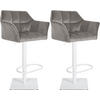 BARHOCKER 2er Set Samt Grau - Weiß/Grau, Textil/Metall (64/88/45cm) - CLP