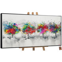 GEMÄLDE Bunter Wald Schattenfugenrahmen Schwarz 120x60 cm - Schwarz, Holz (120/60cm) - YS-art gallery