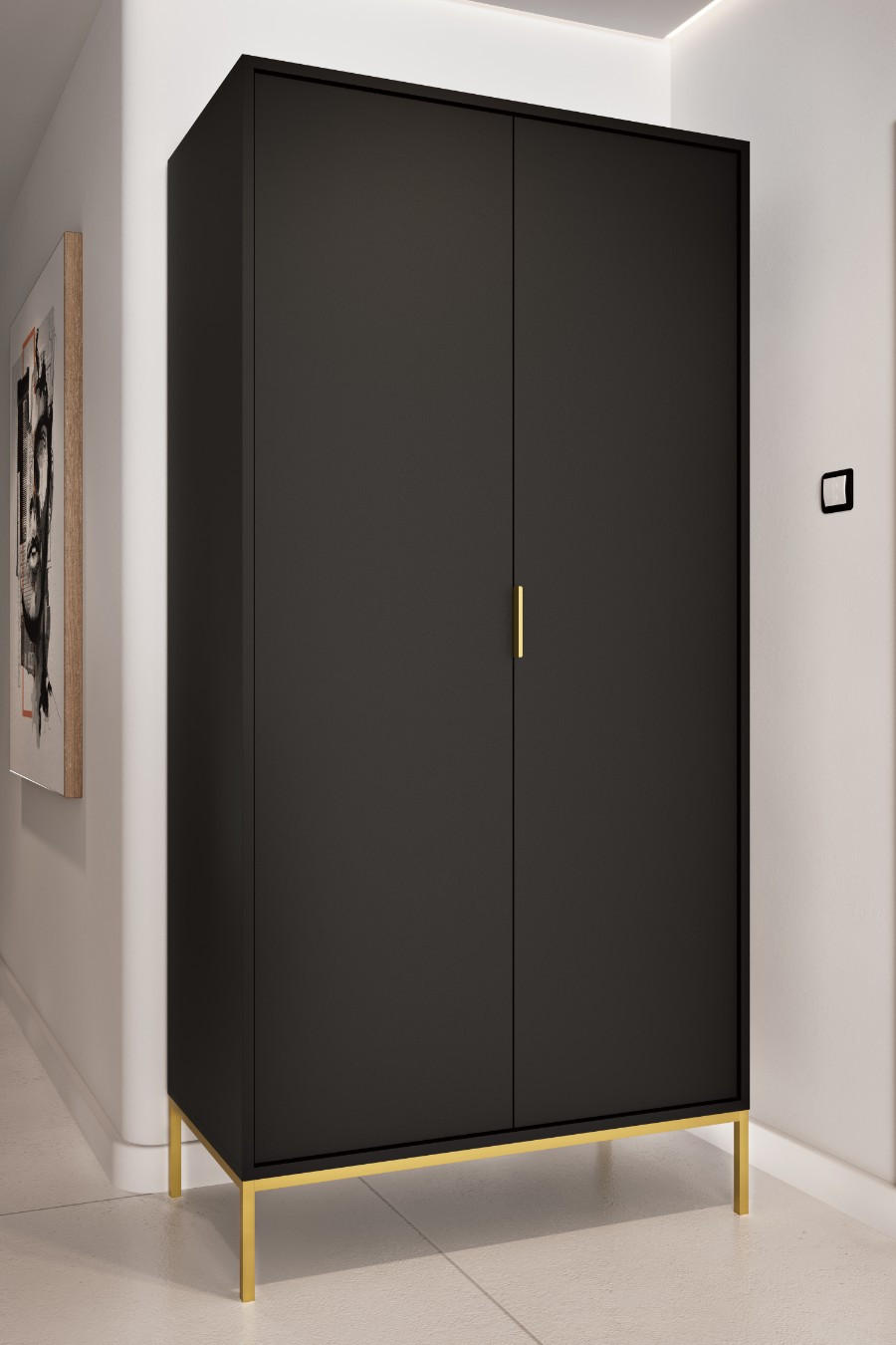 DREHTÜRENSCHRANK Austin - Schwarz, Holzwerkstoff (55/205/100cm) - RAUMHIRSCH FURNITURE