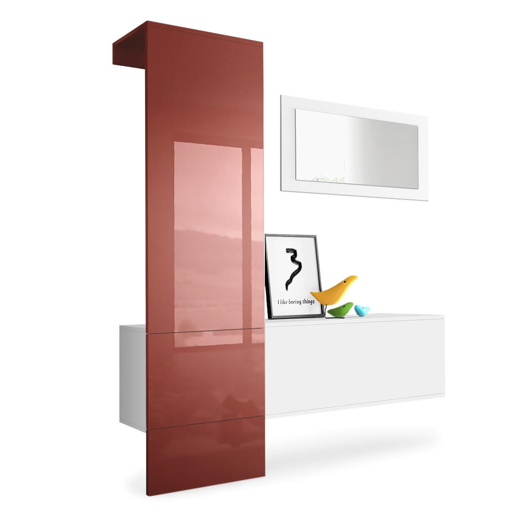 GARDEROBE Carlton Paneel in Bordeaux Hochglanz - Bordeaux, Holzwerkstoff (156/193/35cm) - Vladon