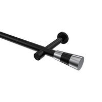 GARDINENSTANGEN-SET Prestige Tanara 180 cm, 1-läufig (ohne Ringe), 20 mm Ø Schwarz - Chromfarben/Schwarz, Metall (180cm) - INTERDECO