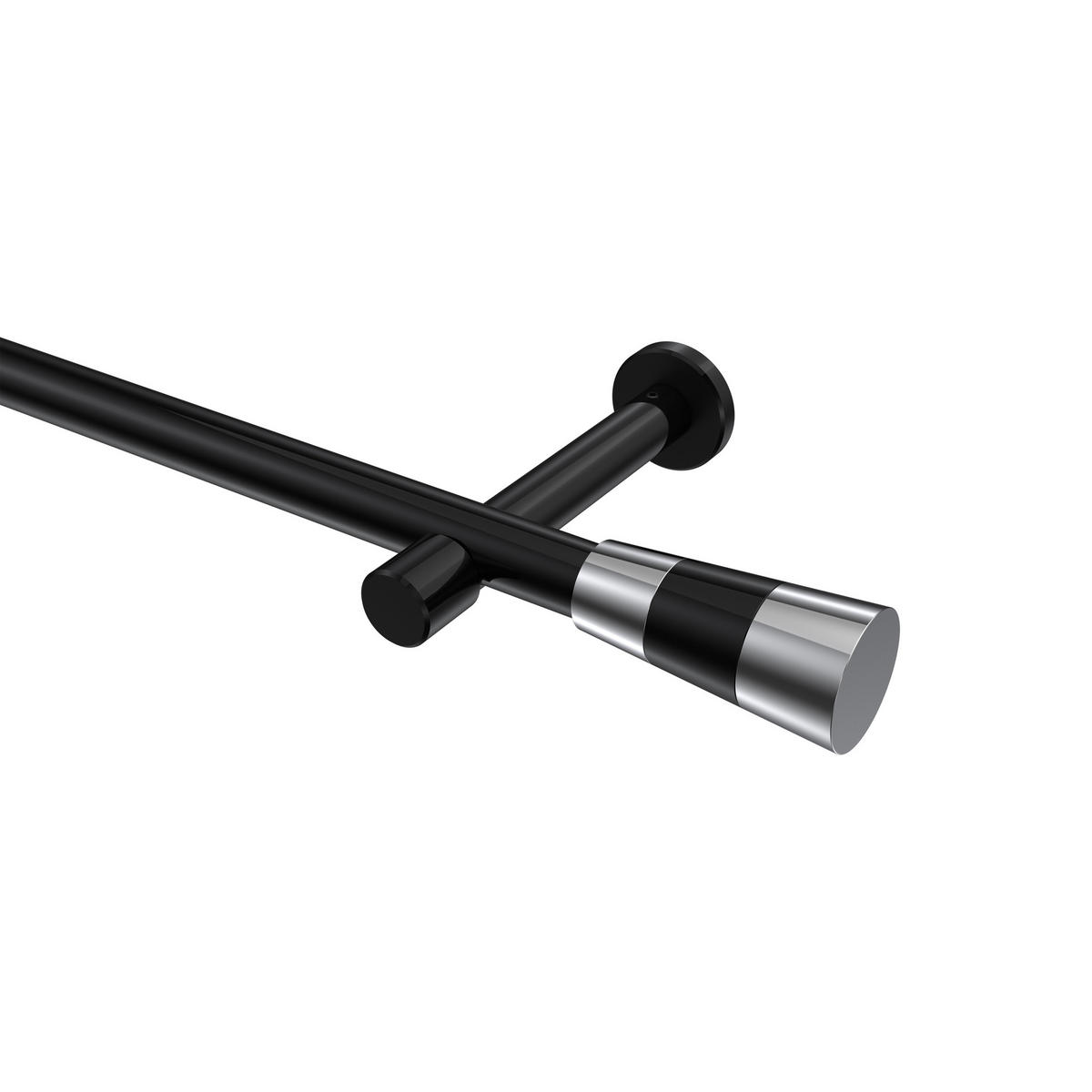 GARDINENSTANGEN-SET Prestige Tanara 180 cm, 1-läufig (ohne Ringe), 20 mm Ø Schwarz - Chromfarben/Schwarz, Metall (180cm) - INTERDECO