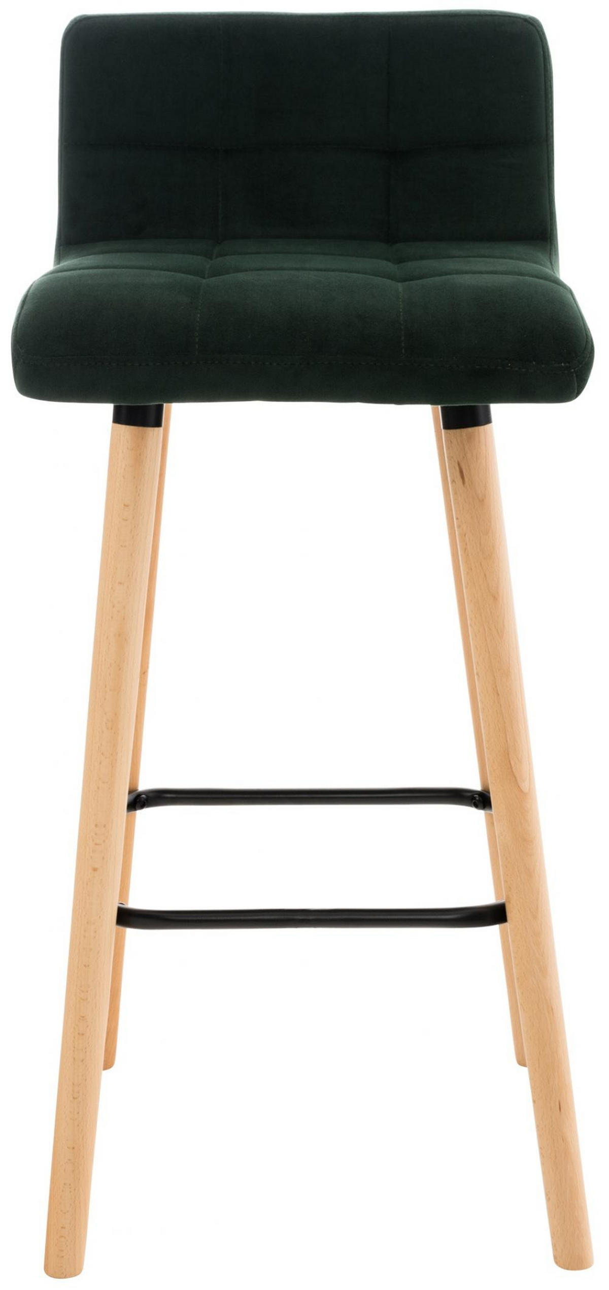 BARHOCKER Samt Grün - Eukalyptusholzfarben/Grün, Holz/Textil (42/94/49cm) - CLP