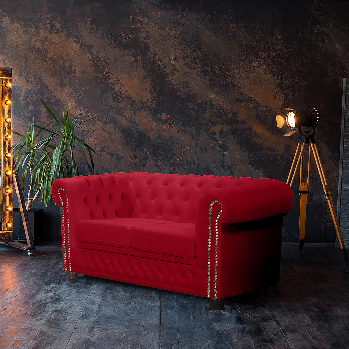 2-SITZER SOFA - Buchefarben/Rot, Buchenholz/Textil (148/72/86cm) - home24