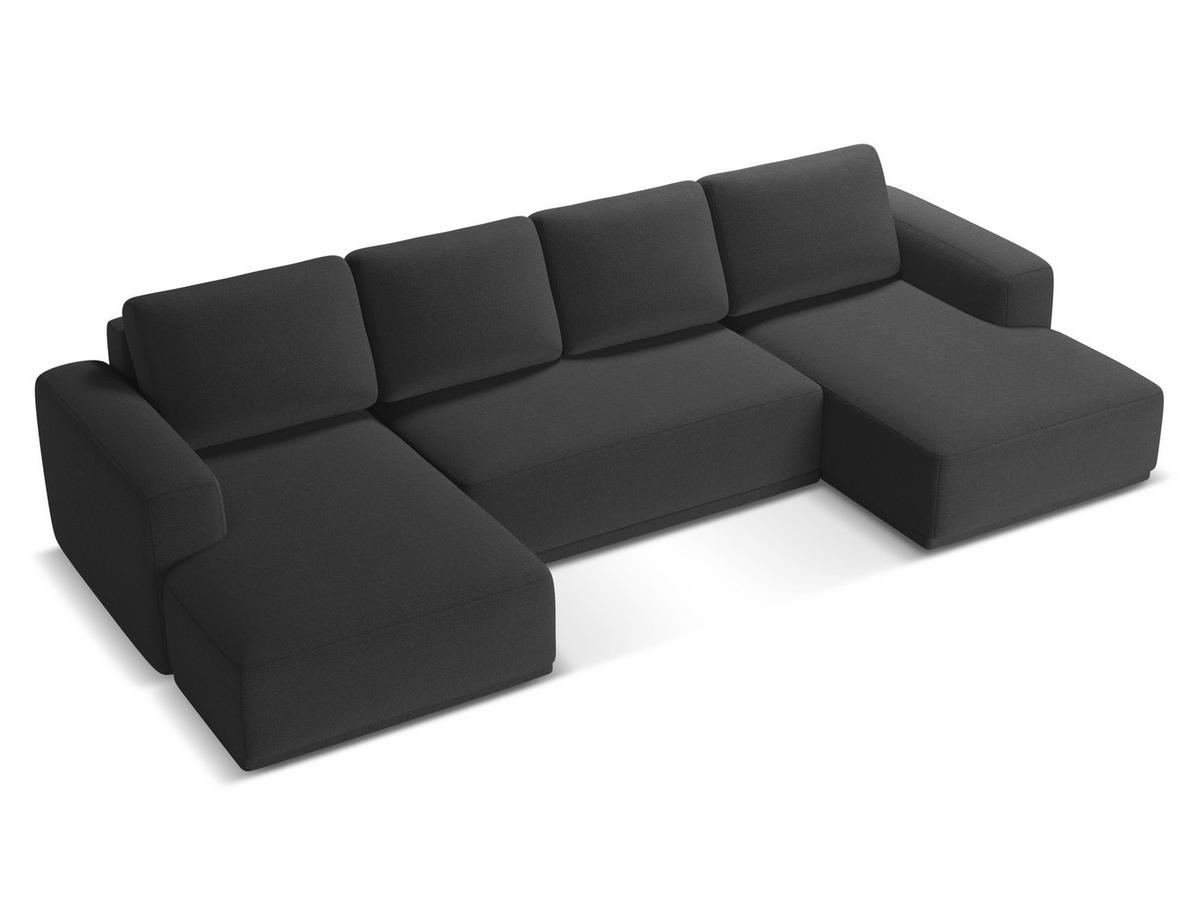 WOHNLANDSCHAFT Chenille Stoff Schwarz - Anthrazit/Schwarz, Kunststoff/Textil (333/91/160cm) - Makamii
