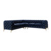 ECKSOFA Chesterfield Lexi Marineblau Samt - Goldfarben/Dunkelblau, Holz/Textil (264/264cm) - S-Style Möbel