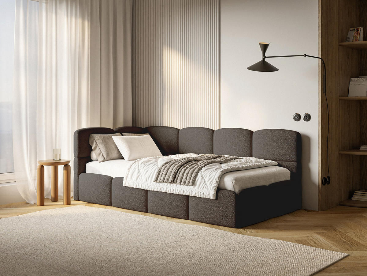 JUGENDBETT Cloudy Braun 120 cm, Bouclé - Schwarz/Braun, Kunststoff/Textil (120/200cm) - Selsey