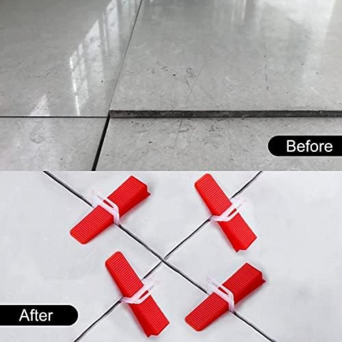 NIVELLIERSYSTEM – 400 Clips, 100 Keile (3–12 mm) - Rot, Kunststoff (8.5/2/1.5cm) - DCA