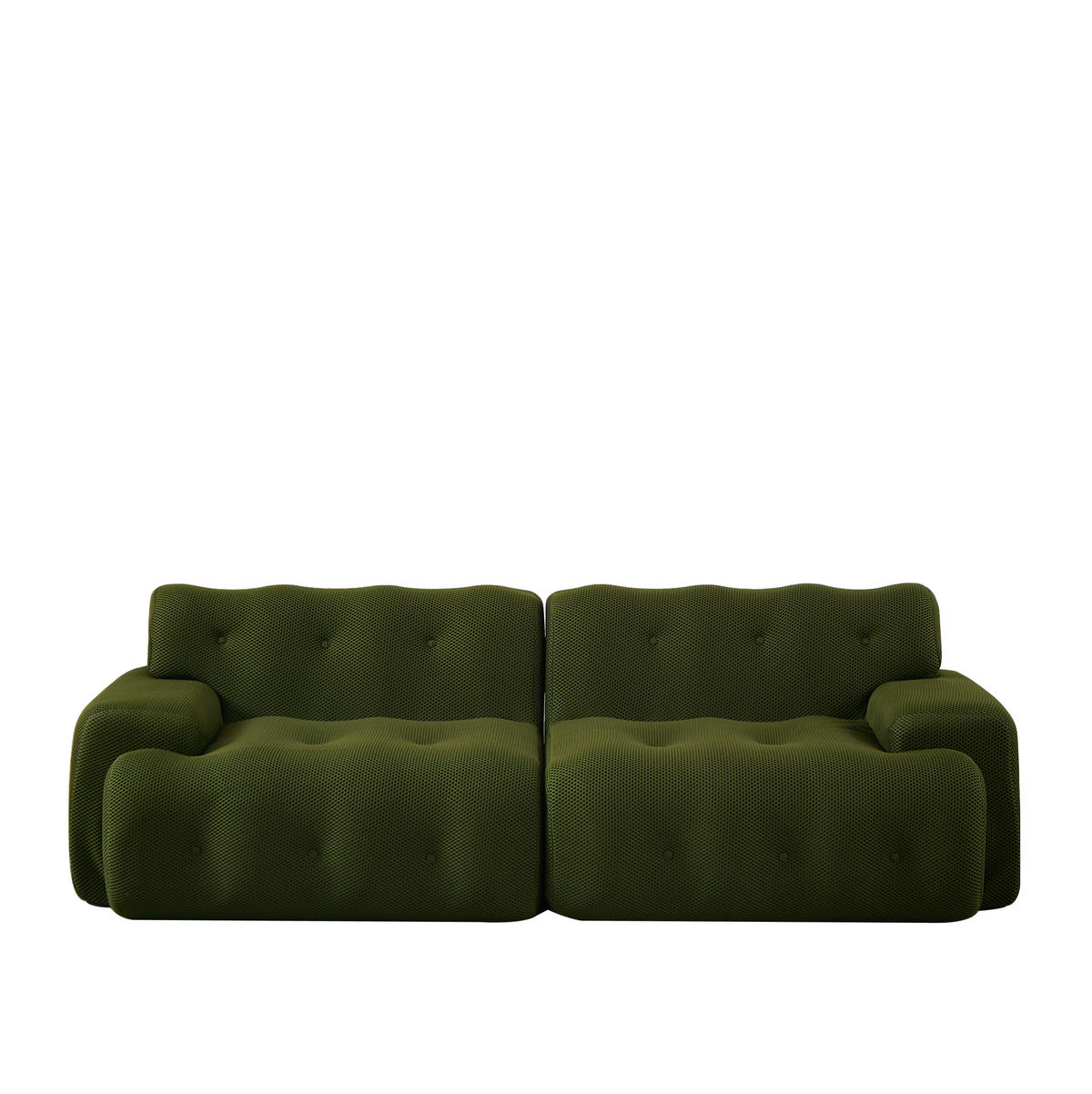 2-SITZER-SOFA 224/104/66 cm aus Stoff, montagefrei mit breiten Armlehnen und Knopfheftung, Grün - Grün, Textil (224/66/104cm) - Redom