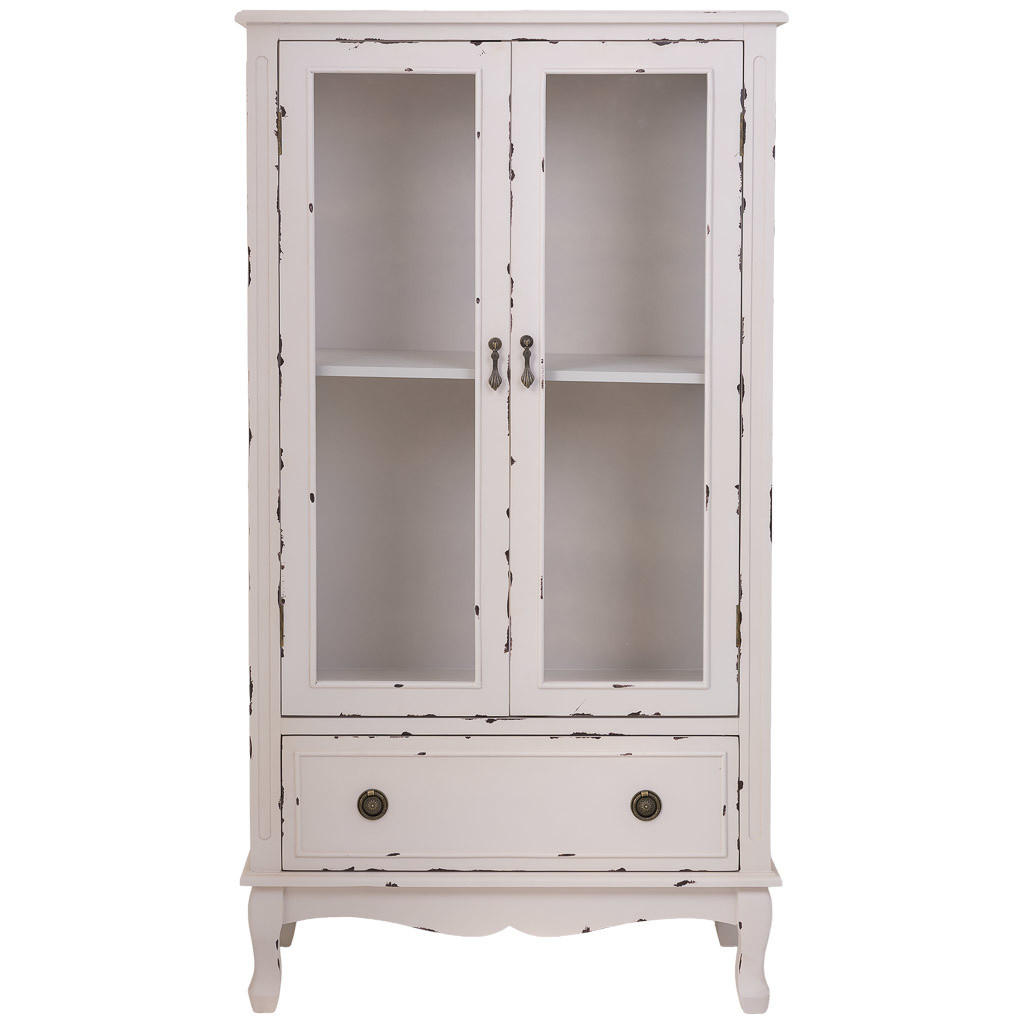 VITRINE mit 1 Schublade und 2 Türen 80x42x148 cm Weiß - Weiß, Holz (80/148/42cm) - Wanderlust