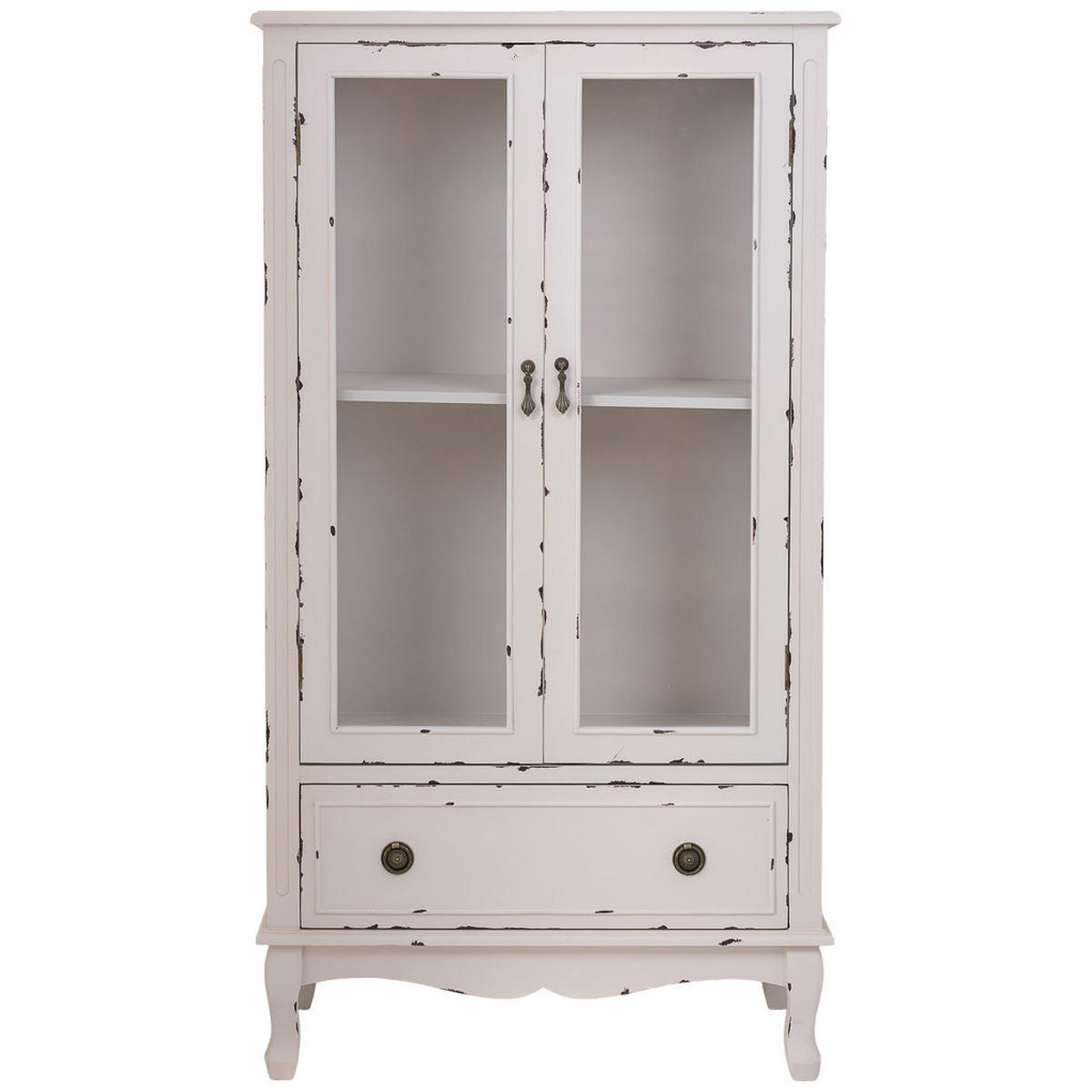 VITRINE mit 1 Schublade und 2 Türen 80x42x148 cm Weiß - Weiß, Holz (80/148/42cm) - Wanderlust