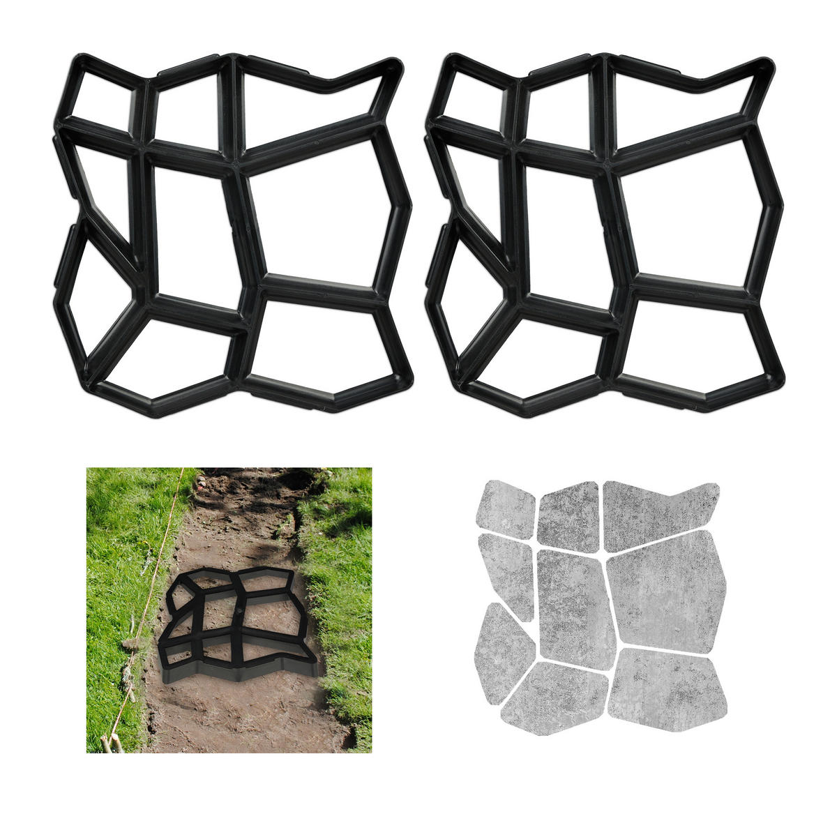 2XGEHWEGFORM - Schwarz, Kunststoff (42/4/42cm) - Relaxdays