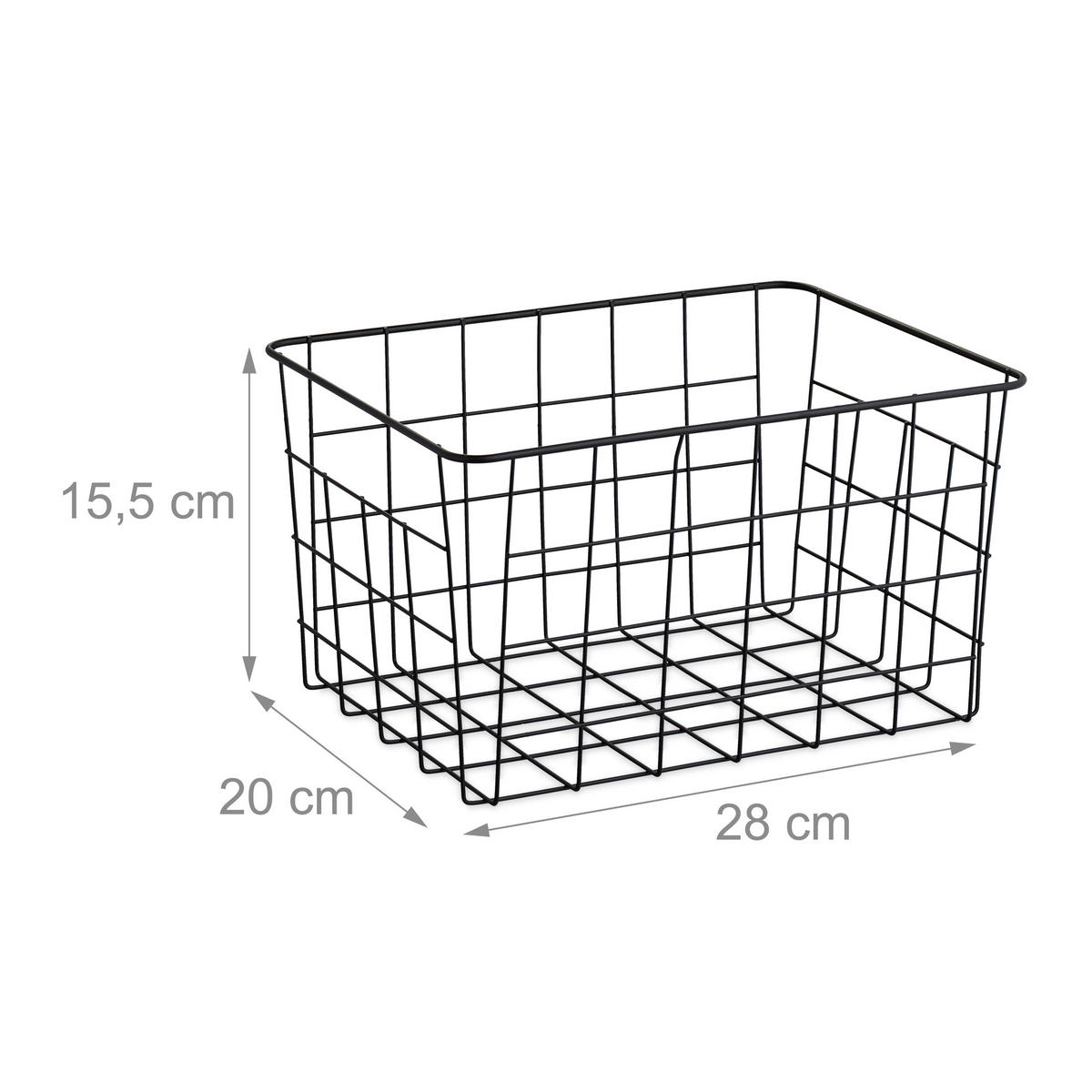 DRAHTKORB Set - Schwarz, Metall (28/15.5/20cm) - Relaxdays