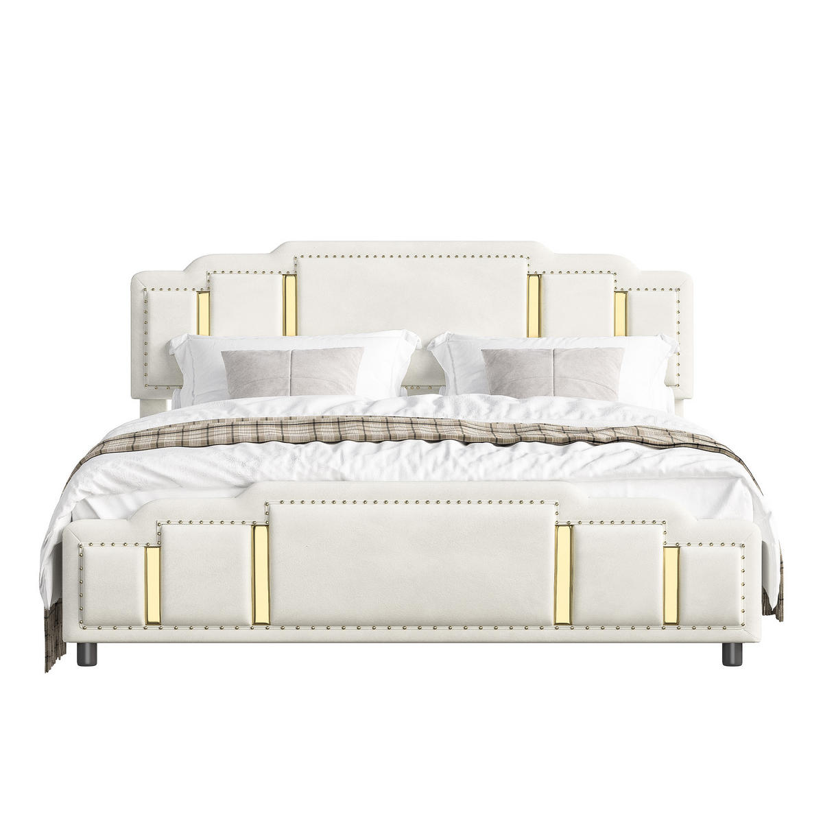 POLSTERBETT 140/200 cm Beige mit 2 Schubladen und LED-Ambientebeleuchtung - Beige, Textil (140/200cm) - Oxeza