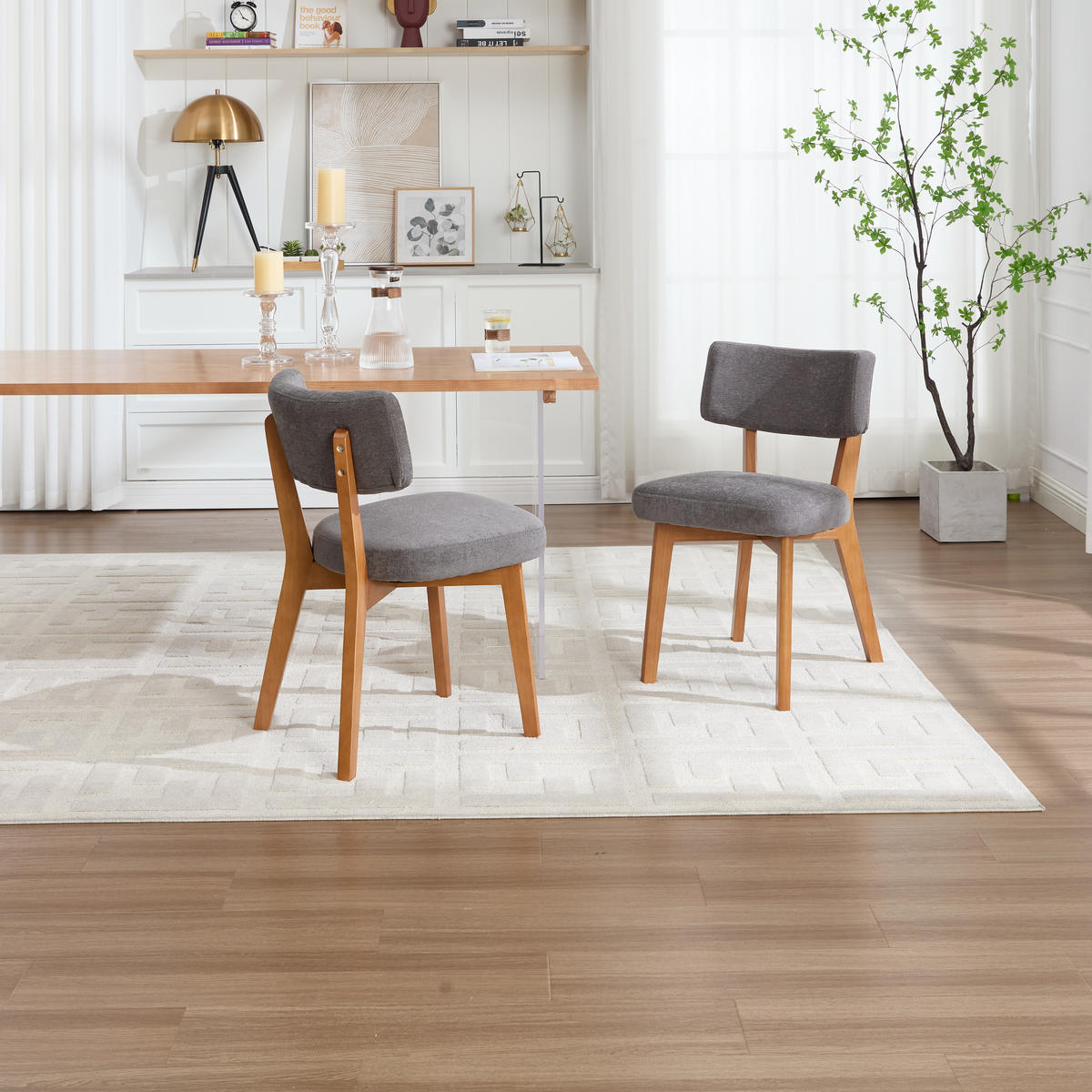 STUHL-SET 2 Stück Mid-Century mit Massivholzbeinen, DE-42268, Grau - Grau, Holz (47/77/54.5cm) - ComfortXL