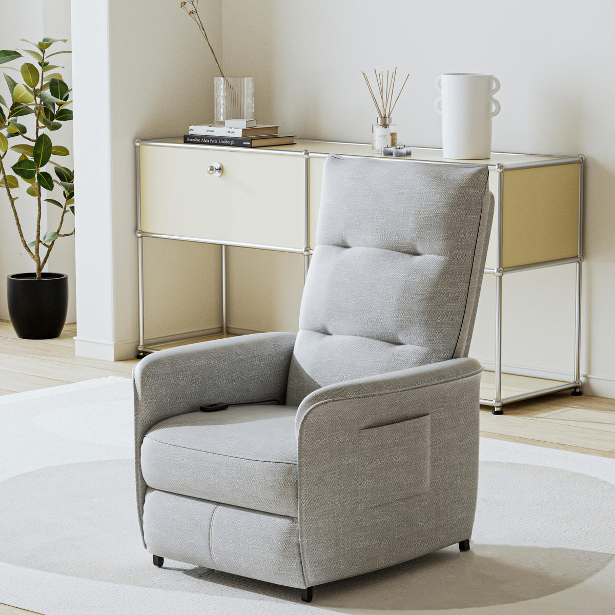 FERNSEHSESSEL Savukoski - Hellgrau, Textil (58/102/81cm) - [en.casa]