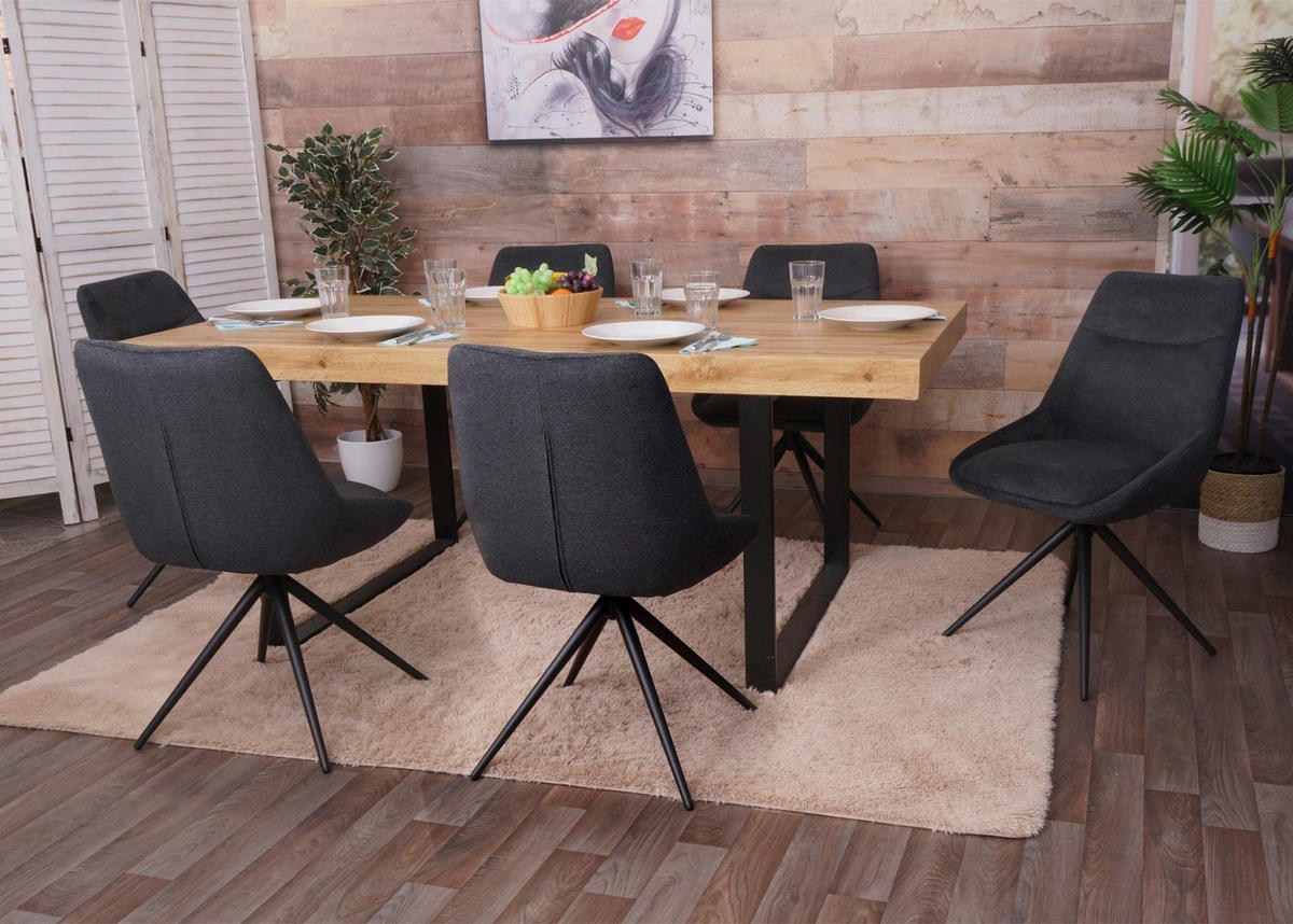 JEDILNIŠKA STOL Anthracite, komplet 6 kosov - antracit, tekstil (51/86/60cm) - MCW