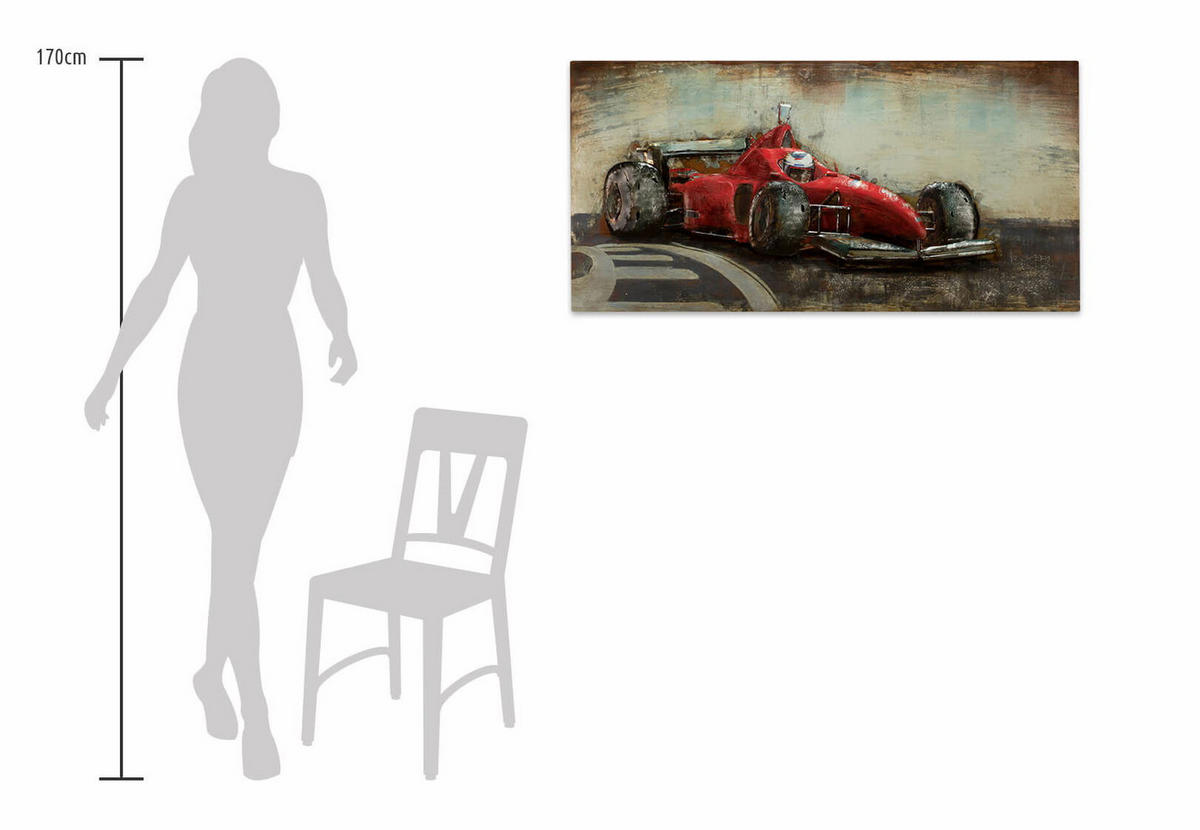 METALLBILD Rot 120/60 cm - Rot, Metall (7/60cm) - KUNSTLOFT